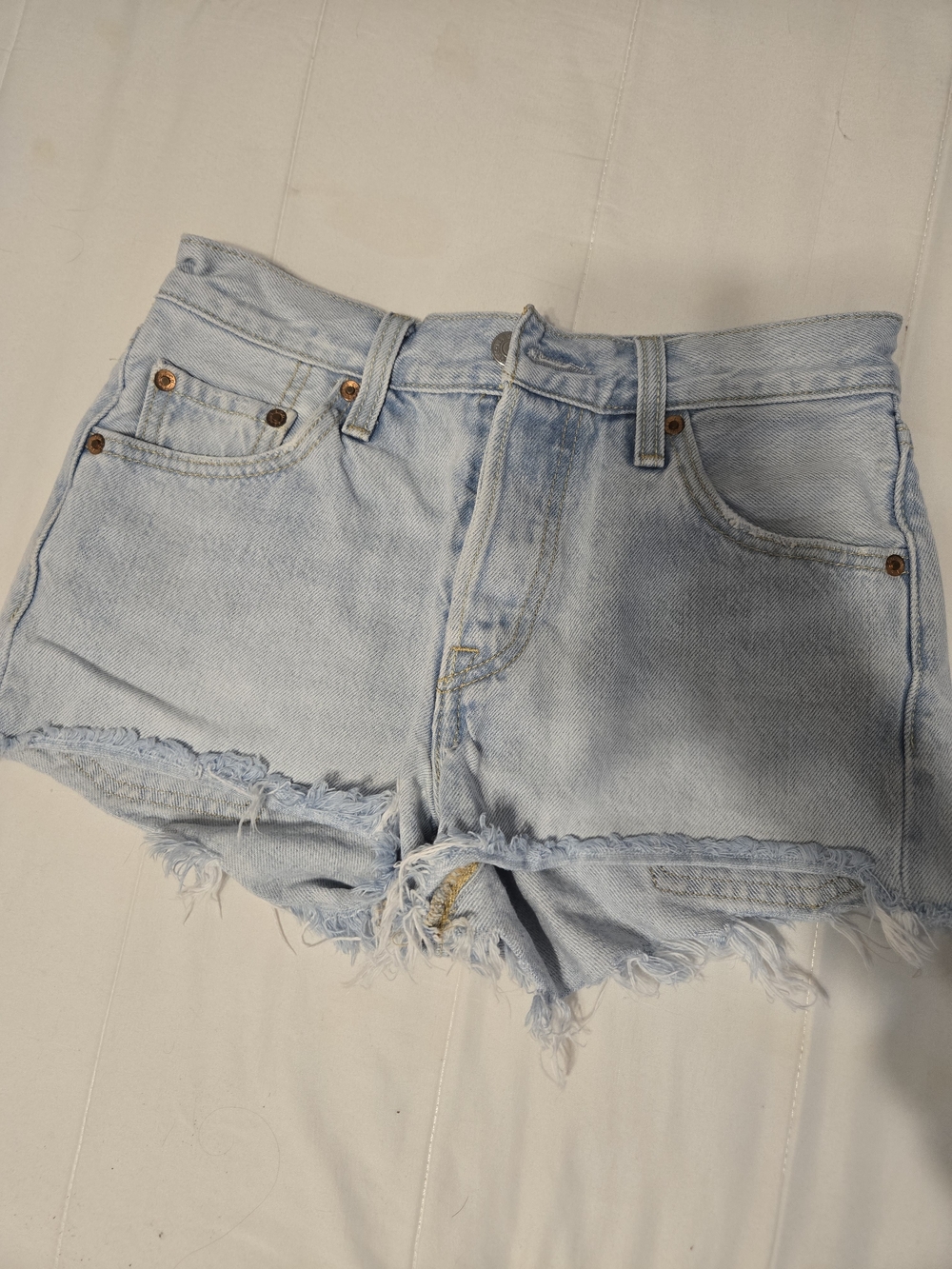 Levi's Light Blue Distressed Denim Cutoff Shorts